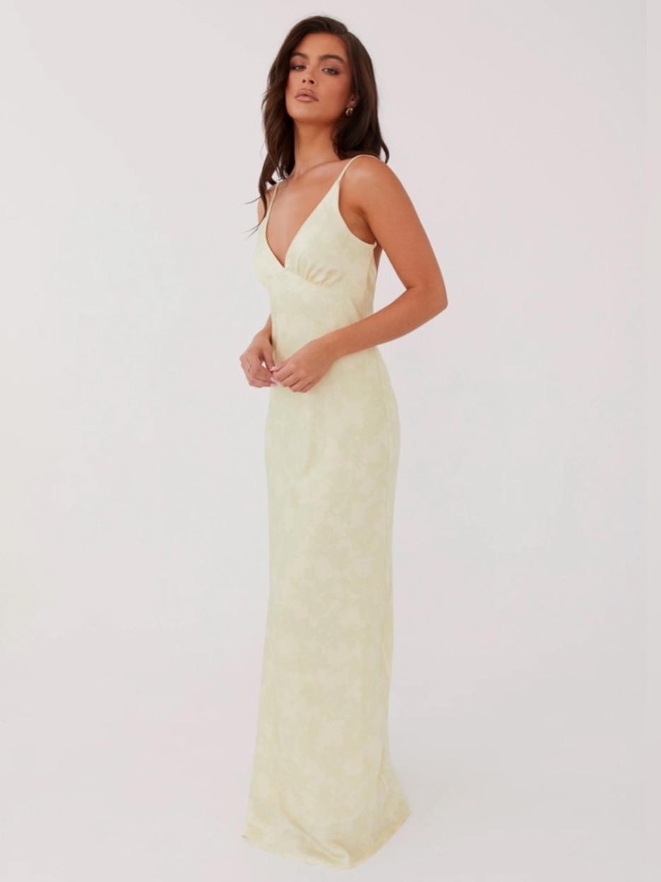 Peppermayo Sorrento Sun Maxi Dress Nwt Size 16 Butter Yellow Floral Satin